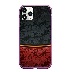 Чехол iPhone 11 Pro матовый Узоры Black and Red, цвет: 3D-фиолетовый