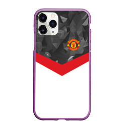 Чехол iPhone 11 Pro матовый Man United FC: Grey Polygons, цвет: 3D-фиолетовый