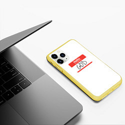Чехол iPhone 11 Pro матовый Hello: my name is God, цвет: 3D-желтый — фото 2