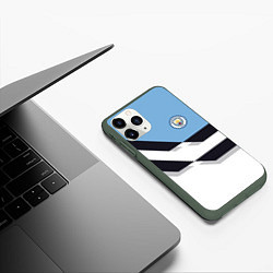 Чехол iPhone 11 Pro матовый Manchester City FC: White style, цвет: 3D-темно-зеленый — фото 2