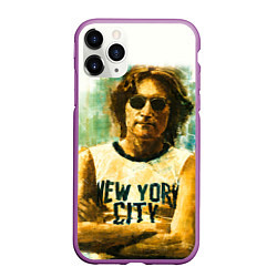Чехол iPhone 11 Pro матовый John Lennon: New York, цвет: 3D-фиолетовый