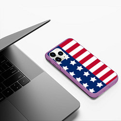 Чехол iPhone 11 Pro матовый USA Flag, цвет: 3D-фиолетовый — фото 2