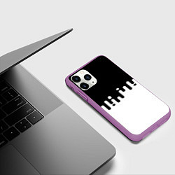 Чехол iPhone 11 Pro матовый Чёрно-белый узор, цвет: 3D-фиолетовый — фото 2