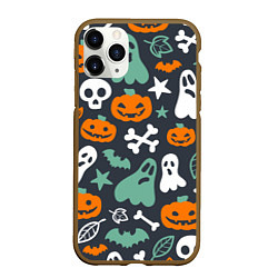 Чехол iPhone 11 Pro матовый Halloween Monsters, цвет: 3D-коричневый