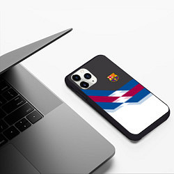 Чехол iPhone 11 Pro матовый Barcelona FC: White style, цвет: 3D-черный — фото 2