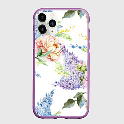 Чехол iPhone 11 Pro матовый Сирень и Пионы, цвет: 3D-фиолетовый