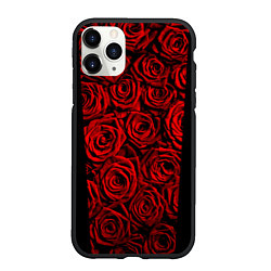 Чехол iPhone 11 Pro матовый Унисекс / Красные розы, цвет: 3D-черный