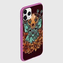 Чехол iPhone 11 Pro матовый Кошачий череп, цвет: 3D-фиолетовый — фото 2