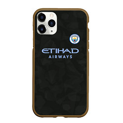 Чехол iPhone 11 Pro матовый Man City FC: Black 17/18, цвет: 3D-коричневый