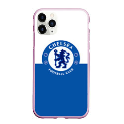 Чехол iPhone 11 Pro матовый Chelsea FC: Duo Color, цвет: 3D-розовый