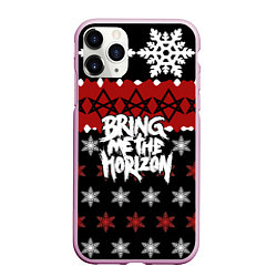 Чехол iPhone 11 Pro матовый Праздничный Bring Me the Horizon, цвет: 3D-розовый