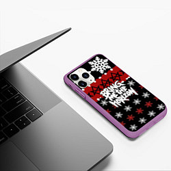 Чехол iPhone 11 Pro матовый Праздничный Bring Me the Horizon, цвет: 3D-фиолетовый — фото 2