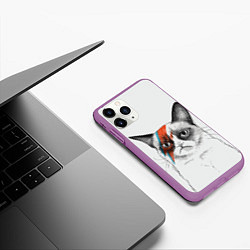 Чехол iPhone 11 Pro матовый David Bowie: Grumpy cat, цвет: 3D-фиолетовый — фото 2