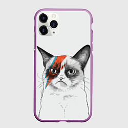 Чехол iPhone 11 Pro матовый David Bowie: Grumpy cat, цвет: 3D-фиолетовый