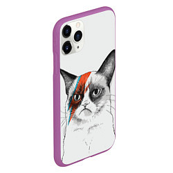 Чехол iPhone 11 Pro матовый David Bowie: Grumpy cat, цвет: 3D-фиолетовый — фото 2