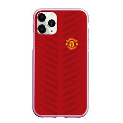 Чехол iPhone 11 Pro матовый Manchester United: Red Lines, цвет: 3D-розовый