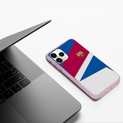 Чехол iPhone 11 Pro матовый FC Barcelona: Sport Geometry, цвет: 3D-розовый — фото 2