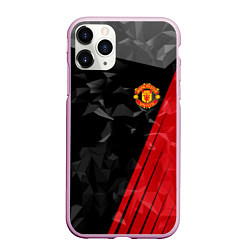 Чехол iPhone 11 Pro матовый FC Manchester United: Abstract, цвет: 3D-розовый