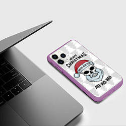 Чехол iPhone 11 Pro матовый Череп Санта - тяжелое Рождество, цвет: 3D-фиолетовый — фото 2