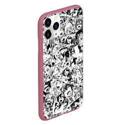 Чехол iPhone 11 Pro матовый Ahegao: Black & White, цвет: 3D-малиновый — фото 2