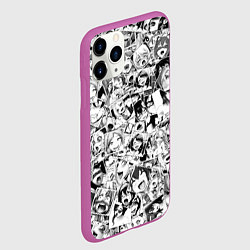Чехол iPhone 11 Pro матовый Ahegao: Black & White, цвет: 3D-фиолетовый — фото 2