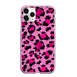 Чехол iPhone 11 Pro матовый Розовый леопард, цвет: 3D-розовый