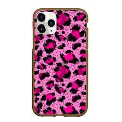 Чехол iPhone 11 Pro матовый Розовый леопард