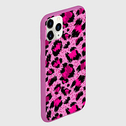Чехол iPhone 11 Pro матовый Розовый леопард, цвет: 3D-фиолетовый — фото 2