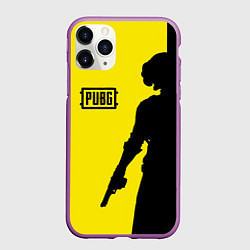 Чехол iPhone 11 Pro матовый PUBG: Yellow Shadow, цвет: 3D-фиолетовый