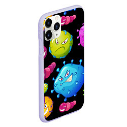 Чехол iPhone 11 Pro матовый Веселые микробы, цвет: 3D-светло-сиреневый — фото 2
