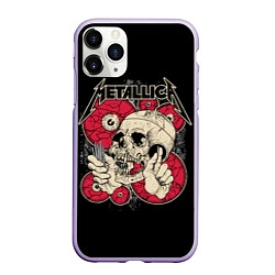 Чехол iPhone 11 Pro матовый Metallica Skull, цвет: 3D-светло-сиреневый