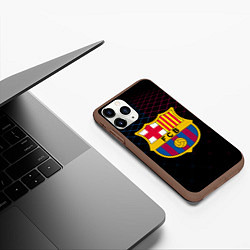 Чехол iPhone 11 Pro матовый FC Barcelona Lines, цвет: 3D-коричневый — фото 2