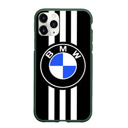 Чехол iPhone 11 Pro матовый BMW: White Strips, цвет: 3D-темно-зеленый