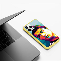 Чехол iPhone 11 Pro матовый Cristiano Ronaldo Art, цвет: 3D-желтый — фото 2