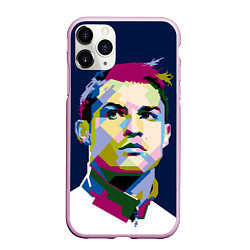 Чехол iPhone 11 Pro матовый Cristiano Ronaldo Art, цвет: 3D-розовый