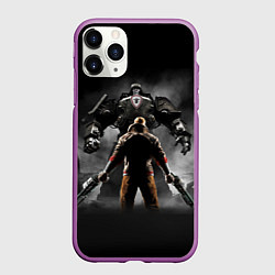 Чехол iPhone 11 Pro матовый Wolfenstein Battle, цвет: 3D-фиолетовый