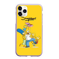 Чехол iPhone 11 Pro матовый Simpsons Family, цвет: 3D-светло-сиреневый