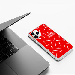 Чехол iPhone 11 Pro матовый PUBG: Red Weapon, цвет: 3D-белый — фото 2
