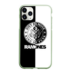 Чехол iPhone 11 Pro матовый Ramones B&W, цвет: 3D-салатовый