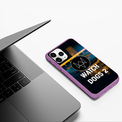 Чехол iPhone 11 Pro матовый Watch Dogs 2: Tech Scheme, цвет: 3D-фиолетовый — фото 2