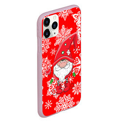 Чехол iPhone 11 Pro матовый Зимний гномик, цвет: 3D-розовый — фото 2