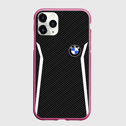 Чехол iPhone 11 Pro матовый BMW CARBON БМВ КАРБОН, цвет: 3D-малиновый