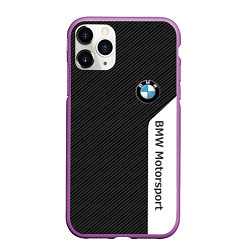 Чехол iPhone 11 Pro матовый BMW CARBON БМВ КАРБОН, цвет: 3D-фиолетовый