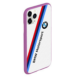 Чехол iPhone 11 Pro матовый BMW Motorsport: White Carbon, цвет: 3D-фиолетовый — фото 2