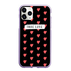 Чехол iPhone 11 Pro матовый True Love, цвет: 3D-светло-сиреневый