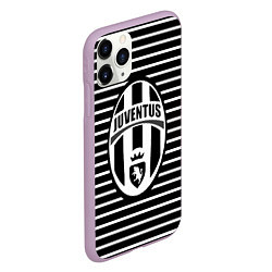 Чехол iPhone 11 Pro матовый FC Juventus: Black Lines, цвет: 3D-сиреневый — фото 2