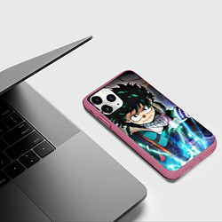 Чехол iPhone 11 Pro матовый My Hero Academia синий свет, цвет: 3D-малиновый — фото 2