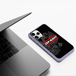 Чехол iPhone 11 Pro матовый Сержант: герб РФ, цвет: 3D-светло-сиреневый — фото 2