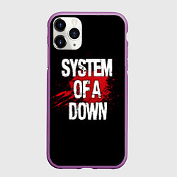 Чехол iPhone 11 Pro матовый System of a Down Blood, цвет: 3D-фиолетовый