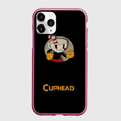 Чехол iPhone 11 Pro матовый Cuphead: Black Mugman, цвет: 3D-малиновый